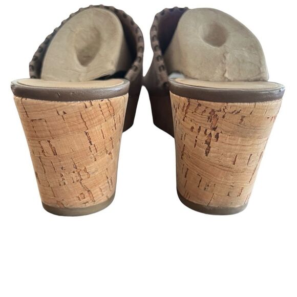 Women's Franco Sarto Faine Slip-On Suede Wedge Sandals Brown 11M - Picture 2 of 7